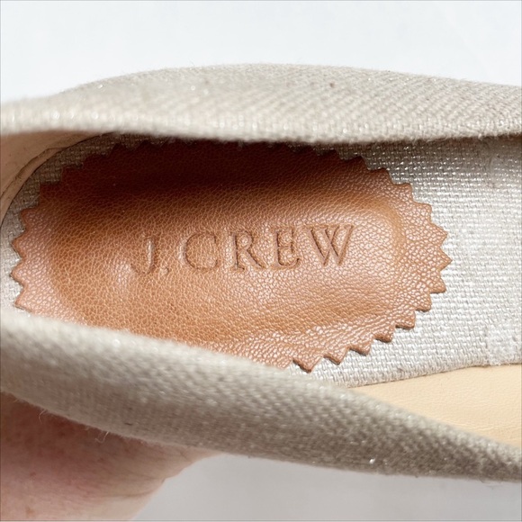 J. Crew Seville Metallic Espadrille Wedges 9 canvas neutral heels summer shoes - Picture 11 of 13